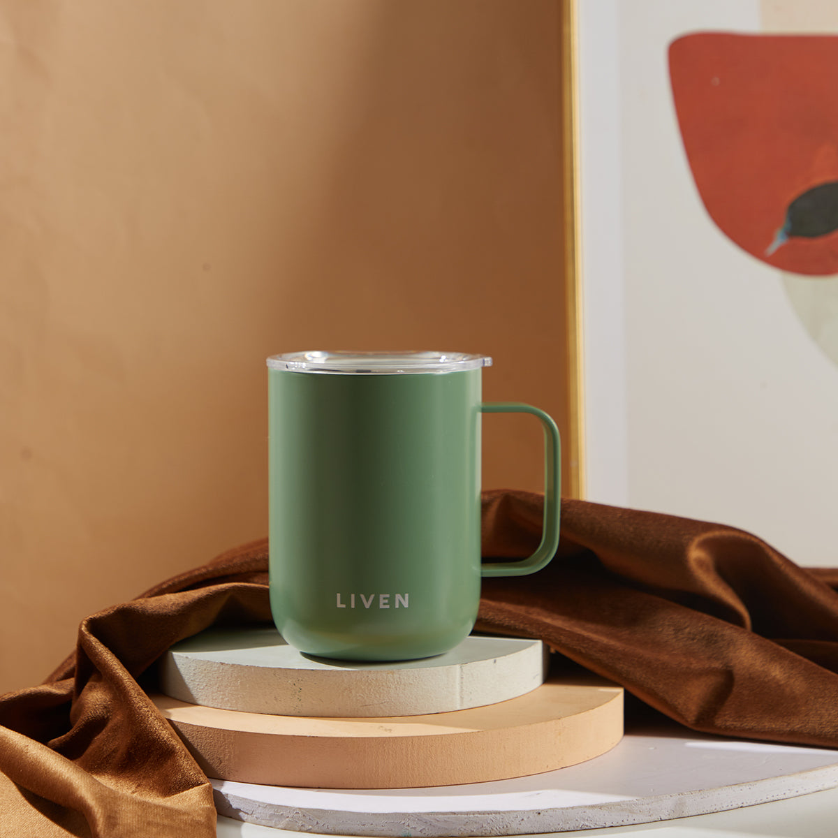 Liven Glow™ Ceramic-Coated Stainless Steel Camp Mug 16 oz