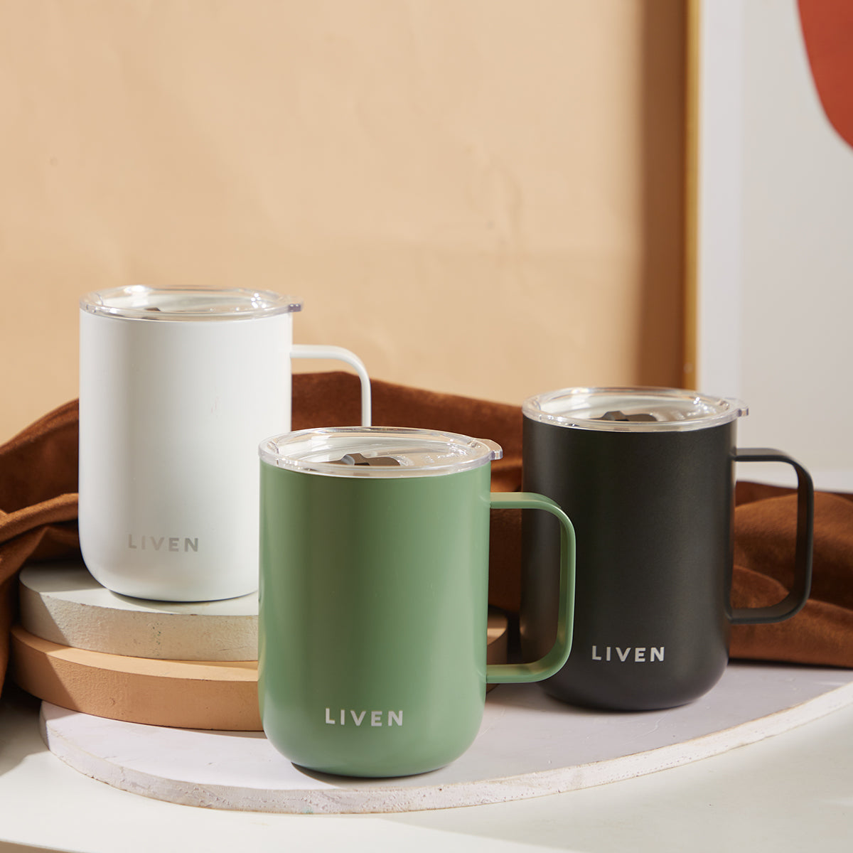 Liven Glow™ Ceramic-Coated Stainless Steel Camp Mug 16 oz
