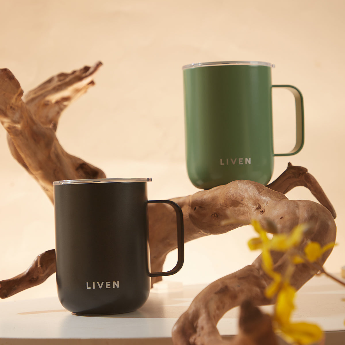 Liven Glow™ Ceramic-Coated Stainless Steel Camp Mug 16 oz
