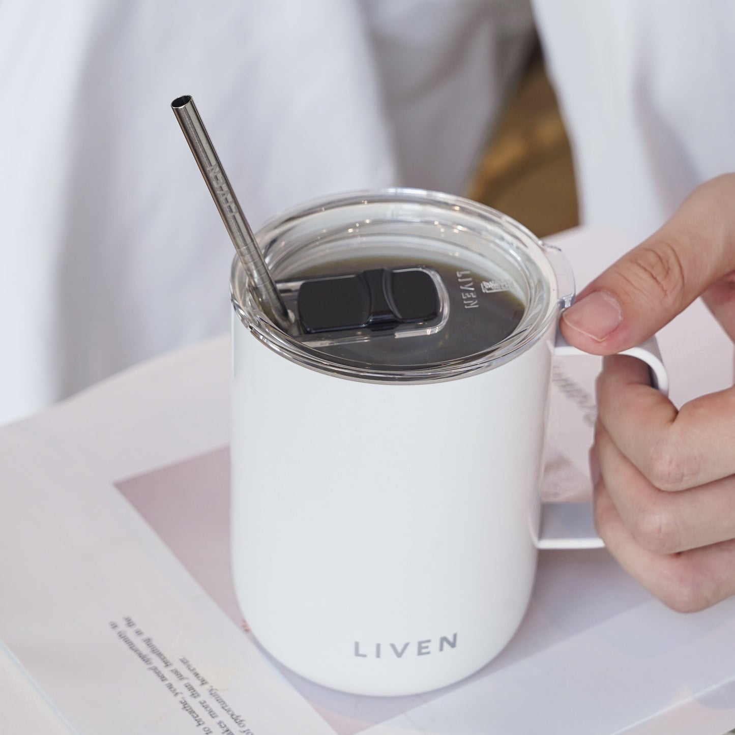 Liven Glow™ Ceramic-Coated Stainless Steel Camp Mug 16 oz